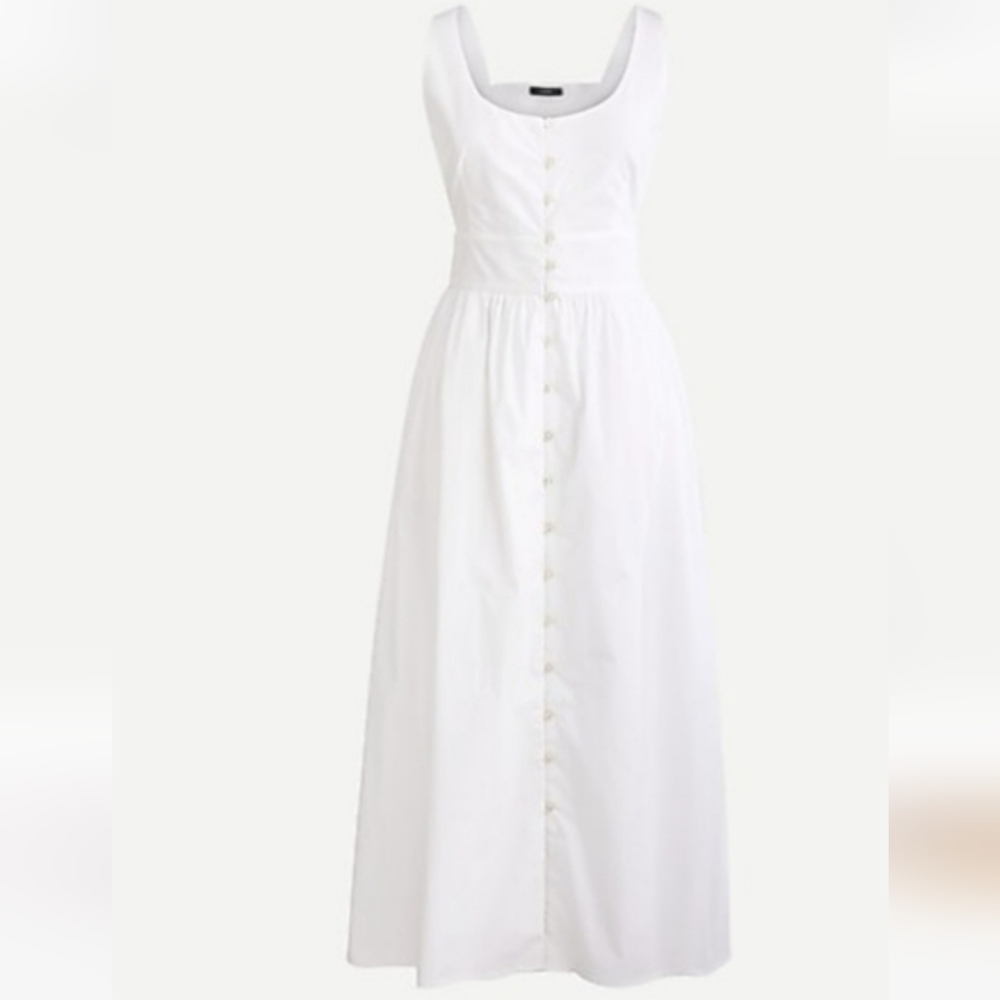 J Crew Women's White Button Front Cotton Popplin Dress - Picture 1 of 12